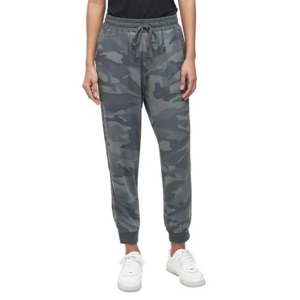 Splendid Womens Pull On Camo Jogger Pants Large Green Drawstring Pockets Lounge